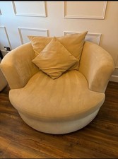 DFS Swivel Love Seat Chair/ Cuddle Sofa Beige Fabric