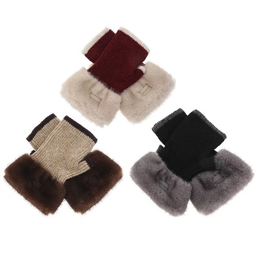 Knitted fingerless gloves - knitted, with