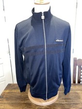 Retro Style Ellesse Full Zip Tracksuit Top Size S Black