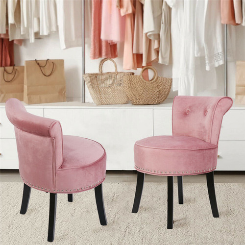 Velvet vanity stool with low - vanity,