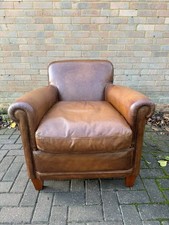 Laura Ashley Burlington Brown Tan Brown Leather Armchair / Chair 