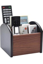 Rotating Remote Control Holder with 4 Compartments, Multifunctional Wood