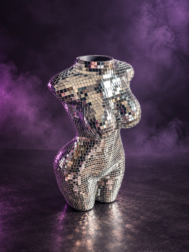 Large disco ball vase silver - large,