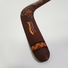 Australian Aboriginal boomerang painted traditional art hardwood 1960s vintage