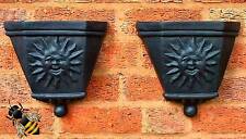 2 Garden Flower Planter Wall Fence Rain Water Hopper Sun Face Tub Pot New