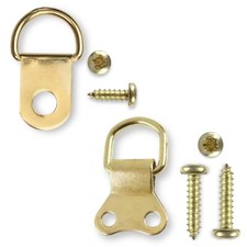 Picture Framing BRASS D Rings + Screws For Frame Hanging