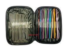 22 PCS MULTI COLOURED ALUMINIUM CROCHET HOOKS KNITTING NEEDLES SET 0.6MM-6.5MM