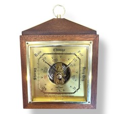 Vintage Shortland Smith’s SB Compensated Barometer  Hardwood Waxed Frame Brass