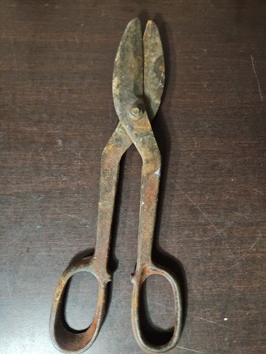 Vintage forged steel tin snips - tin,