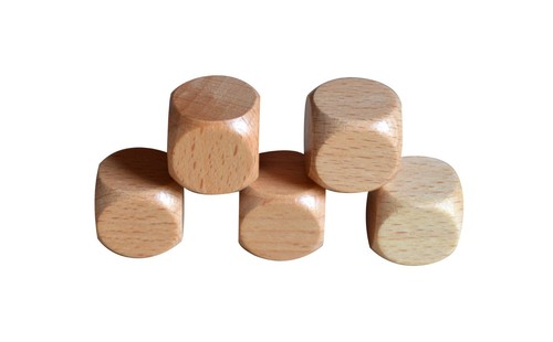 10x wooden plain dice - wooden,