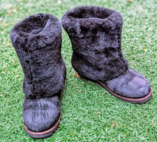 UGG Maylin Black Pull On Sheepskin Shearling Cuff Boots 3220 Size 7 Fold Over