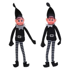 The Naughty Christmas Elf On Display Shelf Prop Xmas Plush Toy Xmas Gift Black