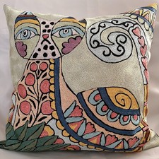 Crewel work Cushion Cover Cat