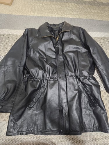 Vtg black leather jacket - leather,
