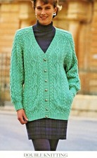 387 LADIES DK CABLE CARDIGAN 32-42" 81-107cm COPY VINTAGE KNITTING PATTERN COPY