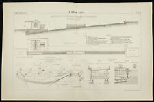 1891 - Plan Antique A Lift Hydraulic Ramp for Channel