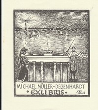 Exlibris - ULLRICH BEWERSDORFF - For Michael Müller-Degenhardt - Scales Justice