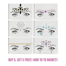 FACE GEMS ADHESIVE GLITTER JEWEL TATTOO FESTIVAL RAVE PARTY BODY MAKE UP Y2K UK