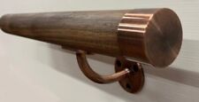 Handrail Stair Rail - Walnut Round with Copper Round Brackets and Flat Ends
