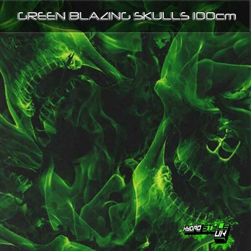 Rolled green blazing skulls - green,