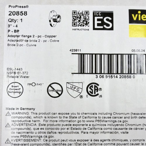 Viega propress copper adapter - propress,
