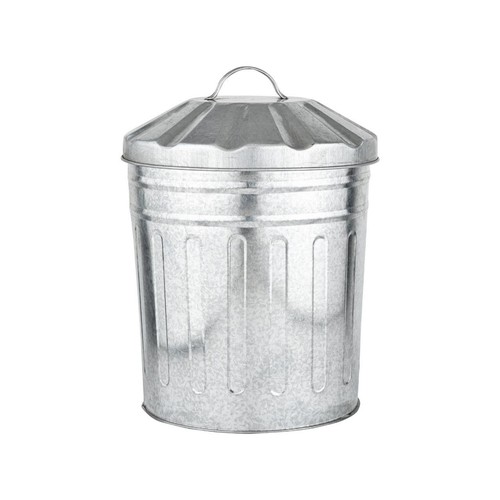 15l galvanised metal dustbin - metal,