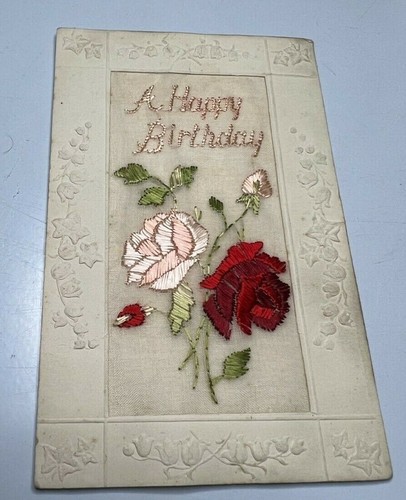 Ww1 silk postcard roses - ww1, happy