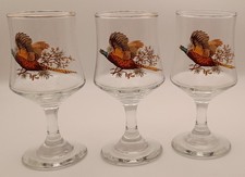Vintage Style Pheasant Sherry Port Whiskey Small Glasses