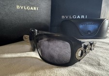 BVLGARI Sunglasses AUTHENTIC 856b Black Square Flower Crystal Limited Edition