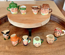 Lot of 10 Vintage Double Sided Face ARTONE England Mini Mugs Teapots 1.5-2 in.