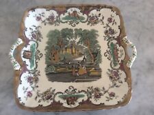 Vintage Mason's Ironstone China Pottery Square Plate & Handles Castle Scene 1932