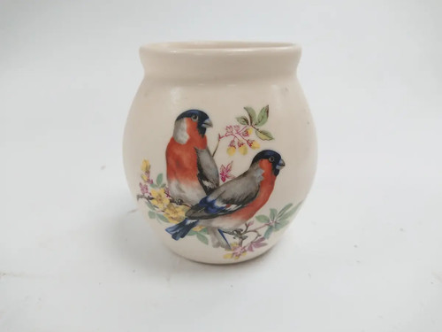 Vintage pottery bullfinch vase - bullfinch,