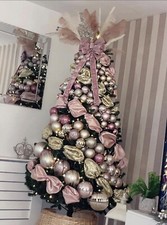 Christmas Tree Ruffle Fabric decoration 5m Long With Ties Free P&P Rose Gold