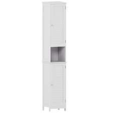 Tallboy Bathroom Floor Cabinet 2 Door Storage Cupboard Door Wooden Shelves White