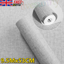 Plain Grey Textured Wallpaper Thick Embossed Woven Linen Effect Wall Paper*Decor