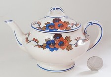 Art Deco Swinnertons Hampton Ivory 2-cup teapot blue orange flowers No 1259