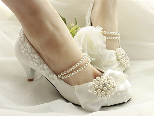 Lace bride wedding gem shoes