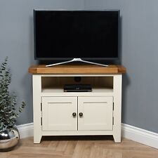 Elm Home And Garden Painted White Cream Oak Corner Tv Unit Fully Assembled