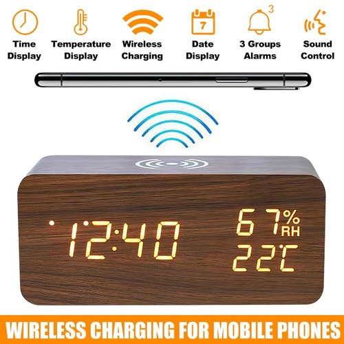 Wooden digital alarm clock - digital,