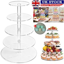 Clear Acrylic Round Cupcake Stand Display Wedding&Party 5 Tier Cup Cake Holder