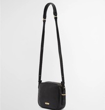 Barbour Womens Daphne Leather Black Crossbody Bag Genuine New With Sleeper Bag