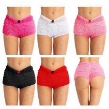 Womens Ruffled Lace Bloomers Knickers Layered Mesh Panties Hot Pants Boy Shorts