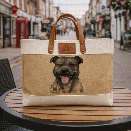 Black staffy tote - black, large
