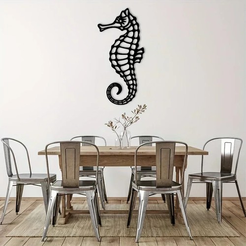 Coastal seahorse metal wall - seahorse,