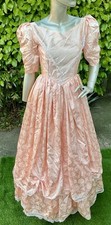 Vintage Peach Glossy Bridesmaid Dress Theatre Victorian Hen Party S