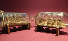 2 ships in bottles 1950's