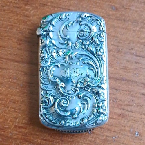 Antique silver vesta case - silver,