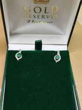 9ct Diamond And Emerald Earrings