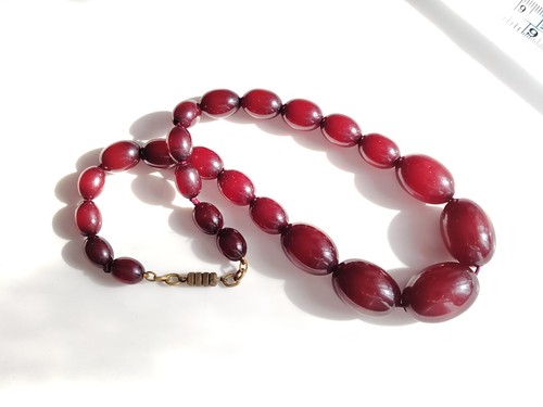 Cherry amber bakelite - amber, necklace