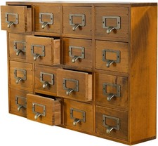 Elegant Old Library Card Catalog Desk Organizer with 16 Drawers - Portable Style